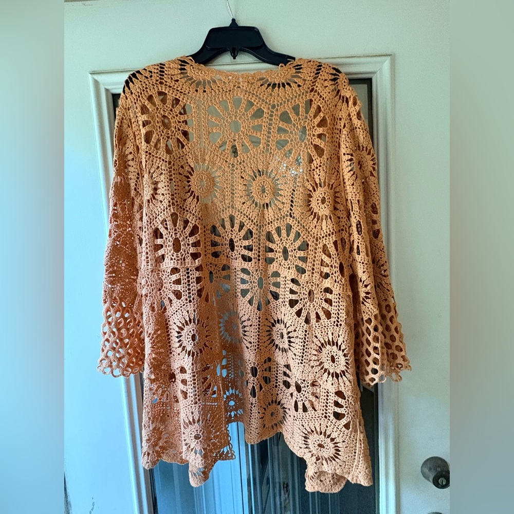 Love Riche Crochet Openwork Cardigan in Orange - Picture 6 of 7